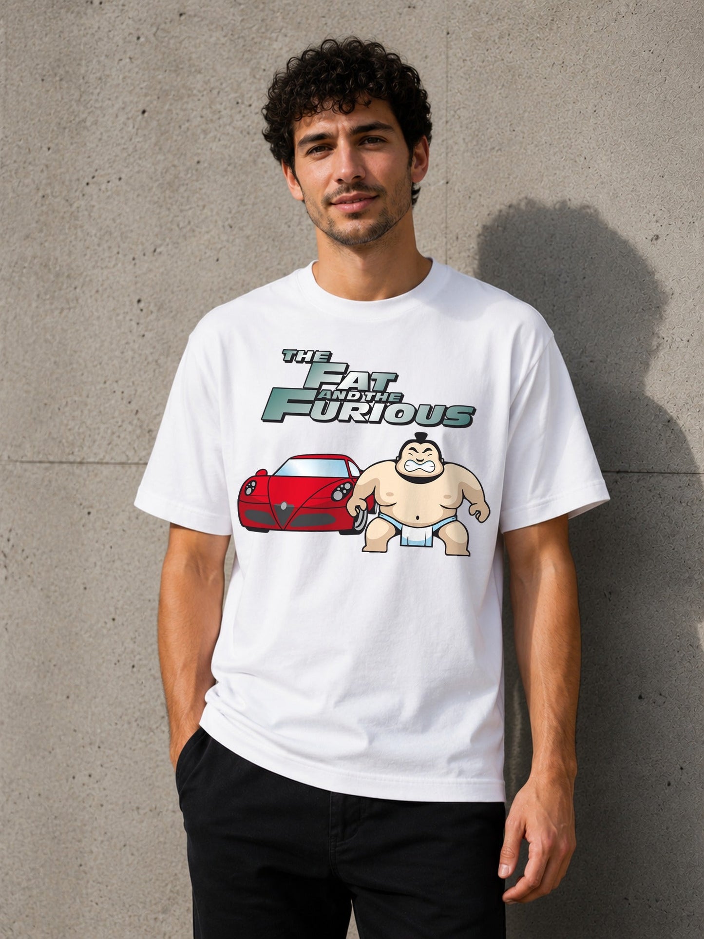 Camiseta con el diseño FAT&FURIOUS – Parodia friki de Fast & Furious, de Paranoia Records