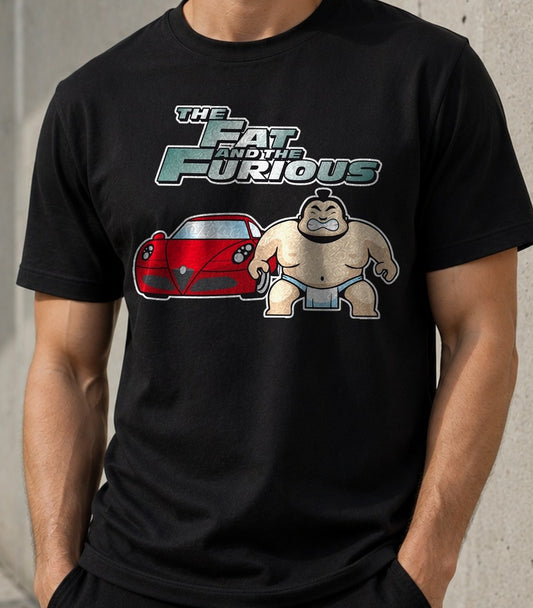 Camiseta Fat&Furious – Parodia de A Todo Gas (negra)