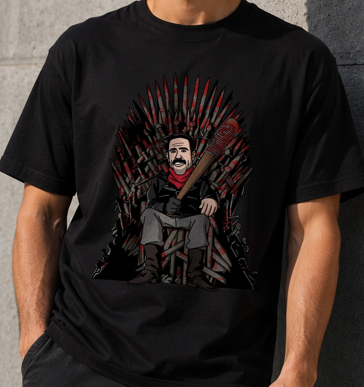 Camiseta Fear Negan – Villano Zombi en el Trono de Espadas (negra)
