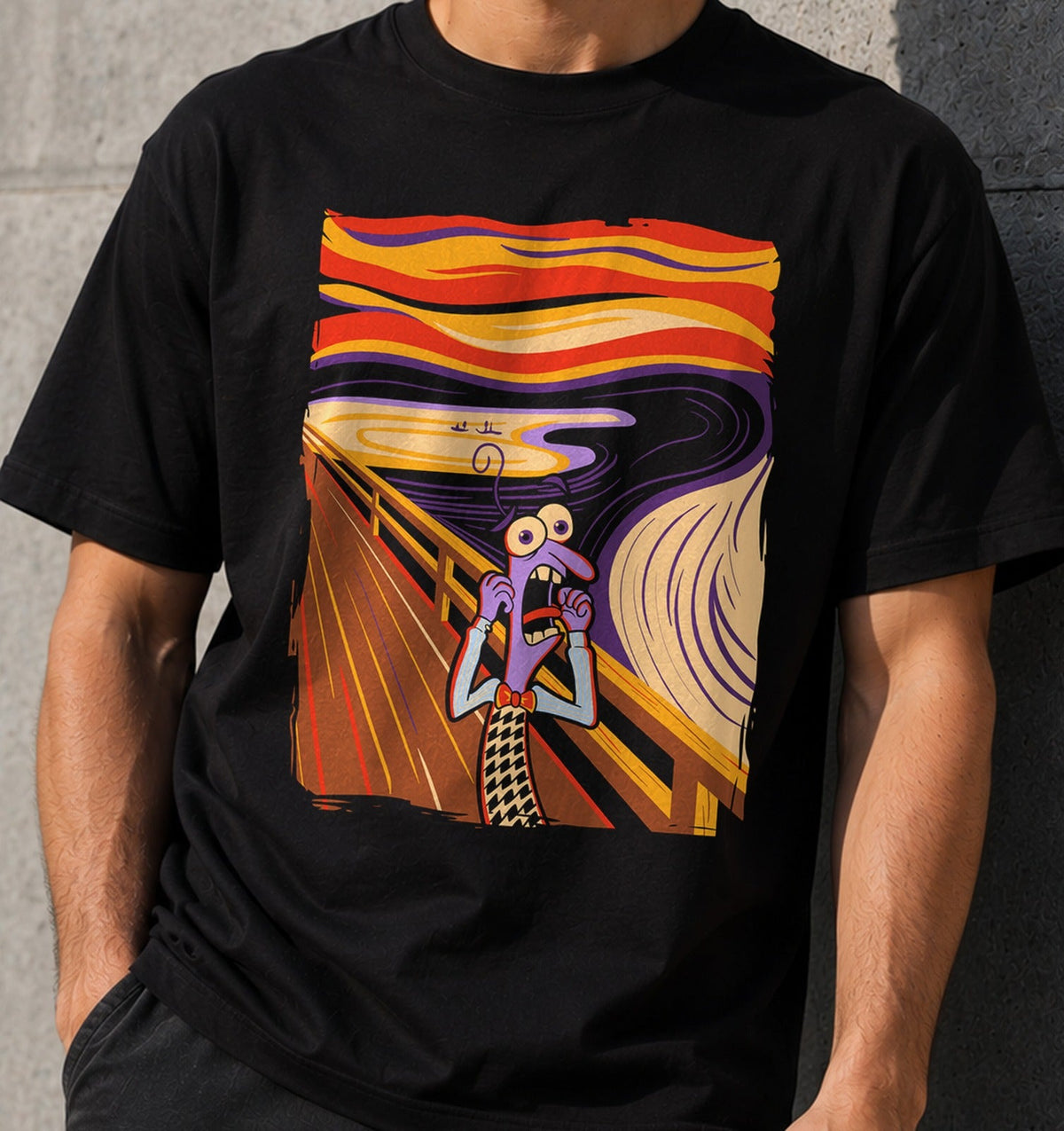Camiseta Fear Scream – Parodia de El Grito de Munch (negra)