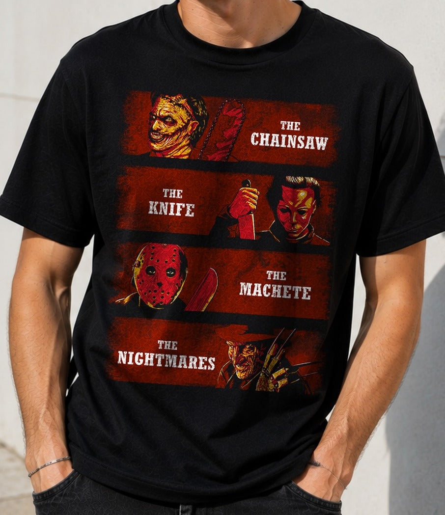 Camiseta Fear Them – Iconos del Slasher (negra)