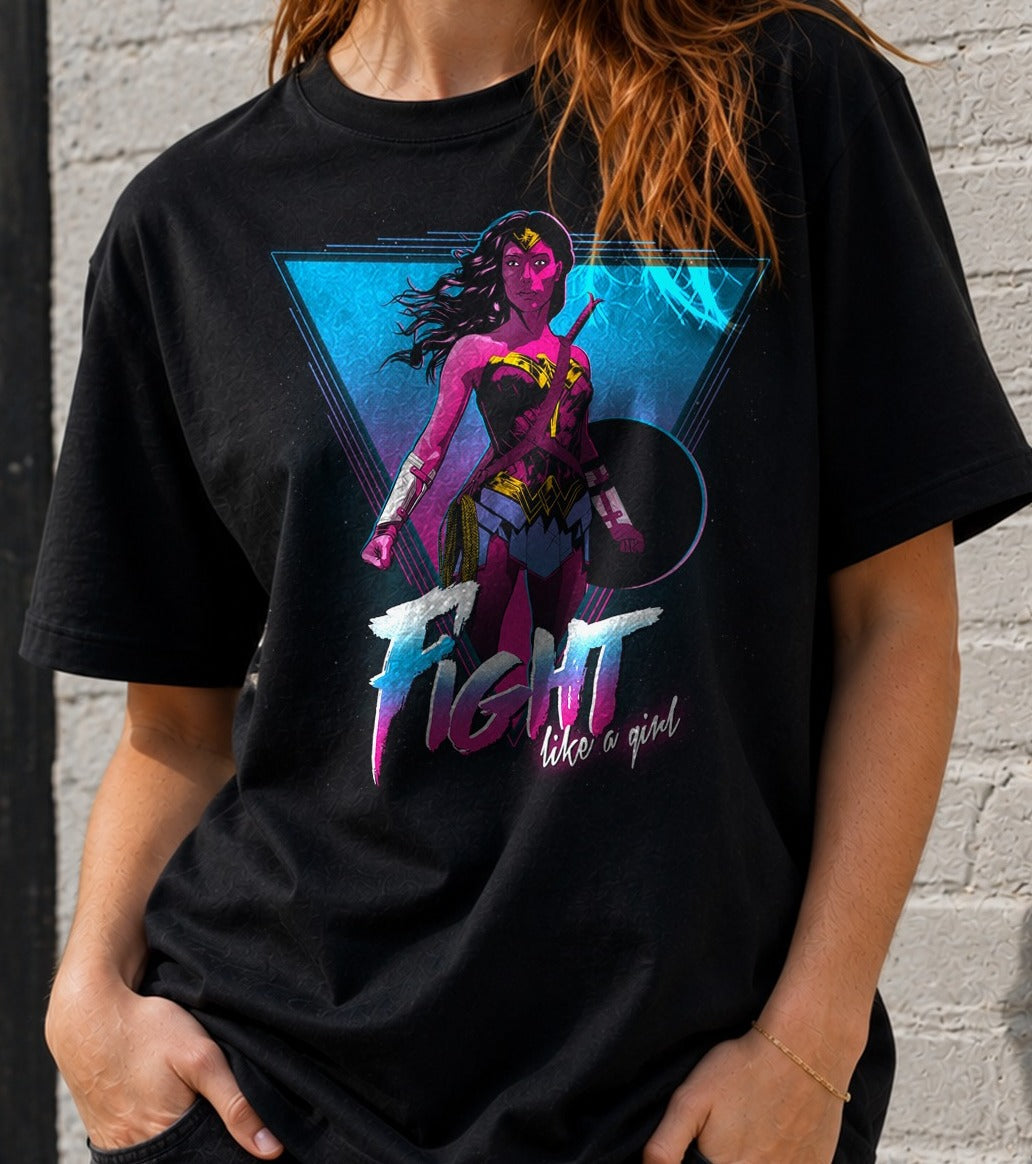 Camiseta Fight Like a Girl – Wonder Woman (negra)