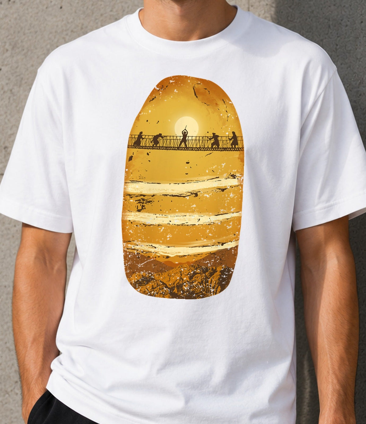 Camiseta Fortune Stones – Artes Marciales y Puente Colgante (blanca)