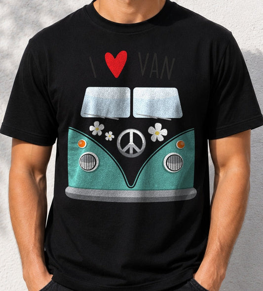 Camiseta La Furgo Hippie – Amantes de las Furgonetas Vintage (negra)