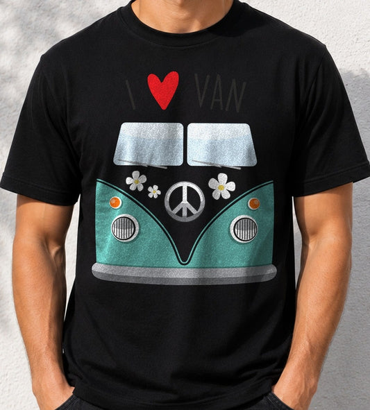 Camiseta La Furgo Hippie – Amantes de las Furgonetas Vintage (negra)