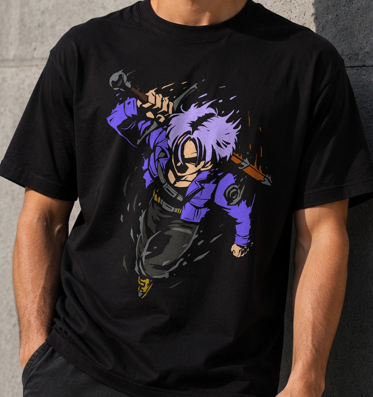 Camiseta Future Warrior – Guerrero del Futuro con Espada (negra)