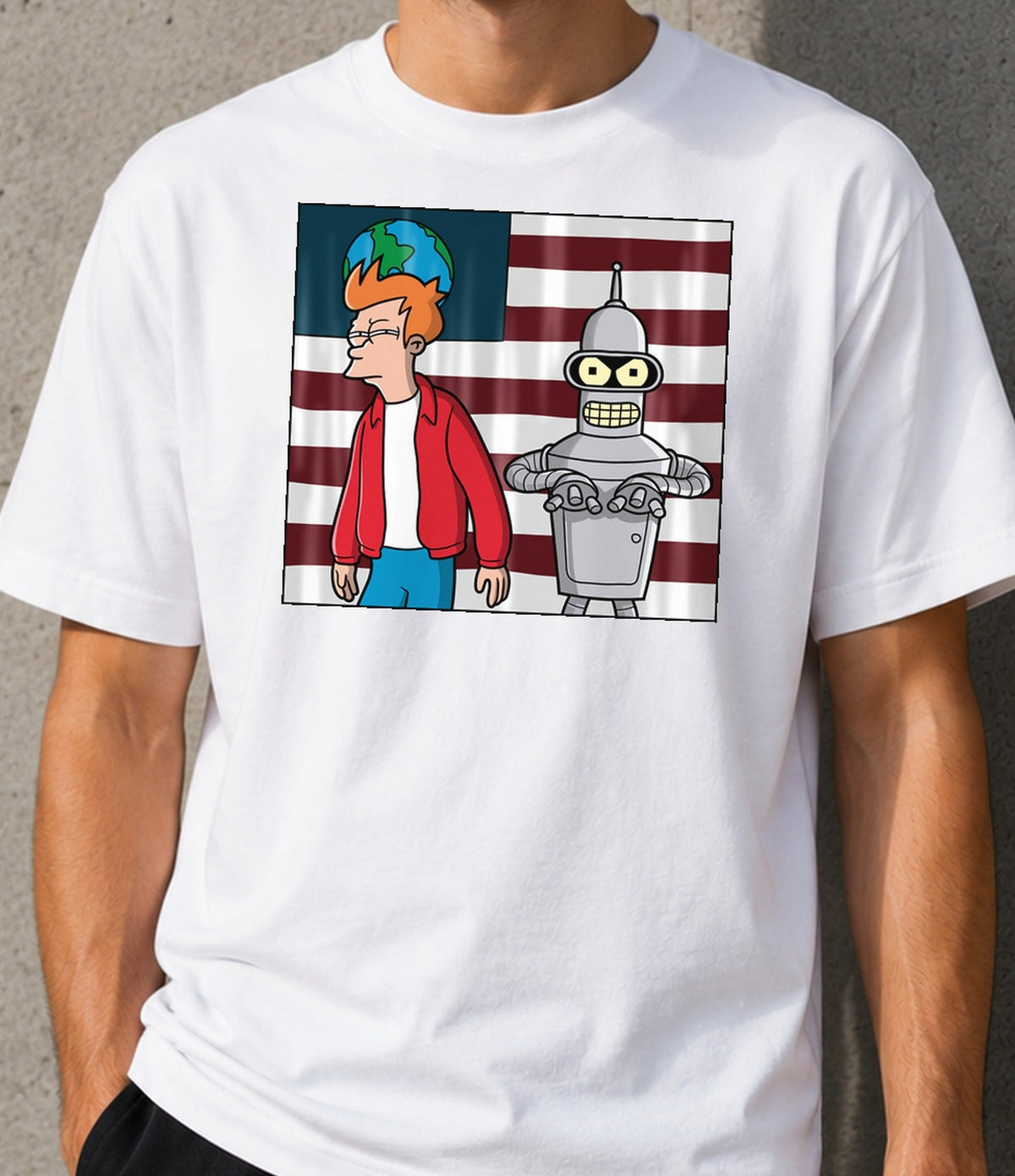 Camiseta Futuretonia – Robot y Futuro Distópico (blanca)