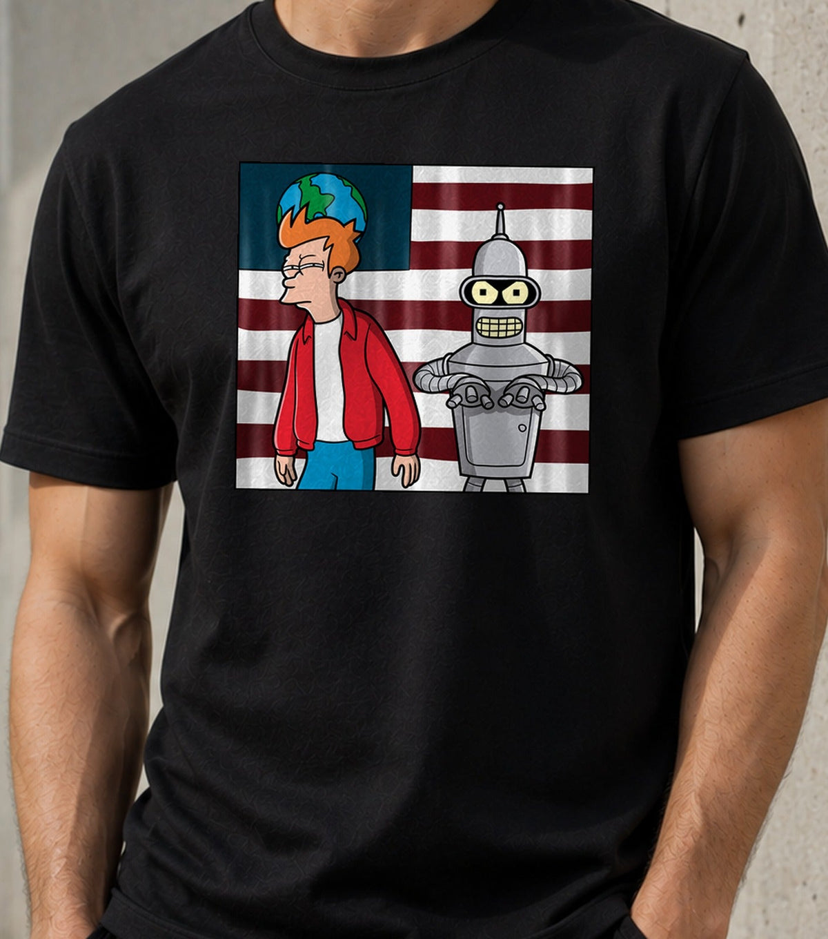 Camiseta Futuretonia – Robot y Futuro Distópico (negra)