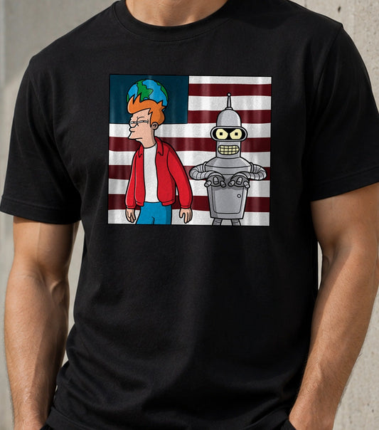 Camiseta Futuretonia – Robot y Futuro Distópico (negra)