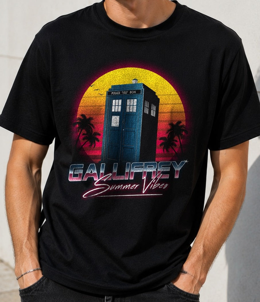 Camiseta Gallifrey Summer Vibes – Doctor Who (negra)