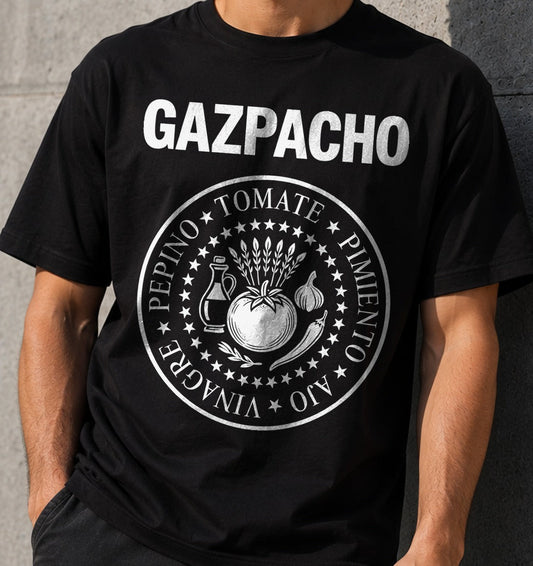 Camiseta Gazpacho – Escudo Oficial del Verano (negra)