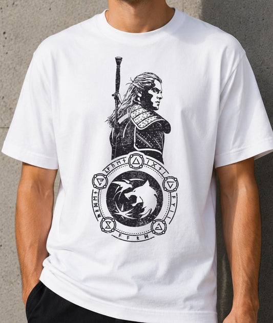 Camiseta Geralt de Rivia – The Witcher (blanca)