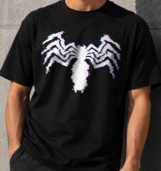 Camiseta Glitch Symbiote – Venom (negra)