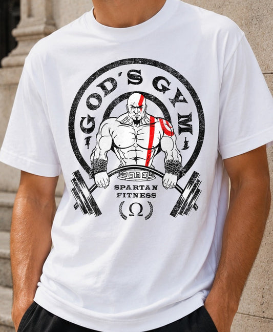 Camiseta Gods Gym – Kratos de God of War (blanca)