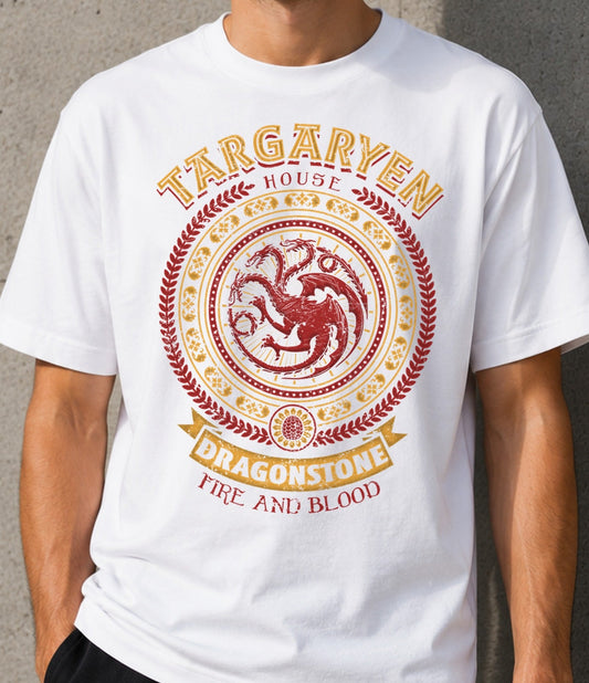 Camiseta Shield of Dragons – Escudo de Casa con Dragones (blanca)