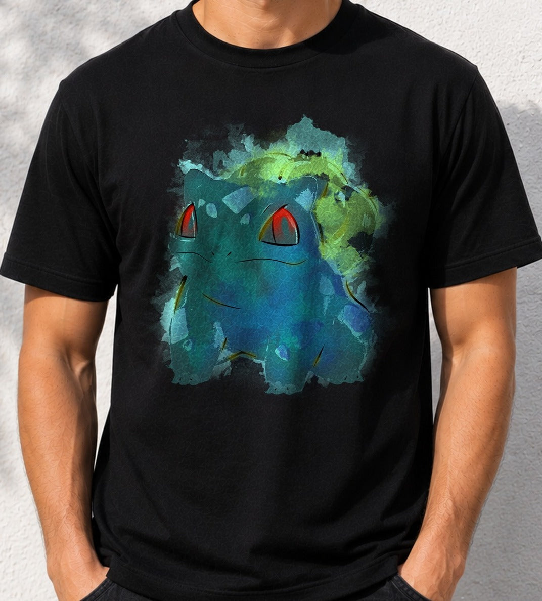 Camiseta Grass Poison Watercolor – Bulbasaur de Pokémon (negra)
