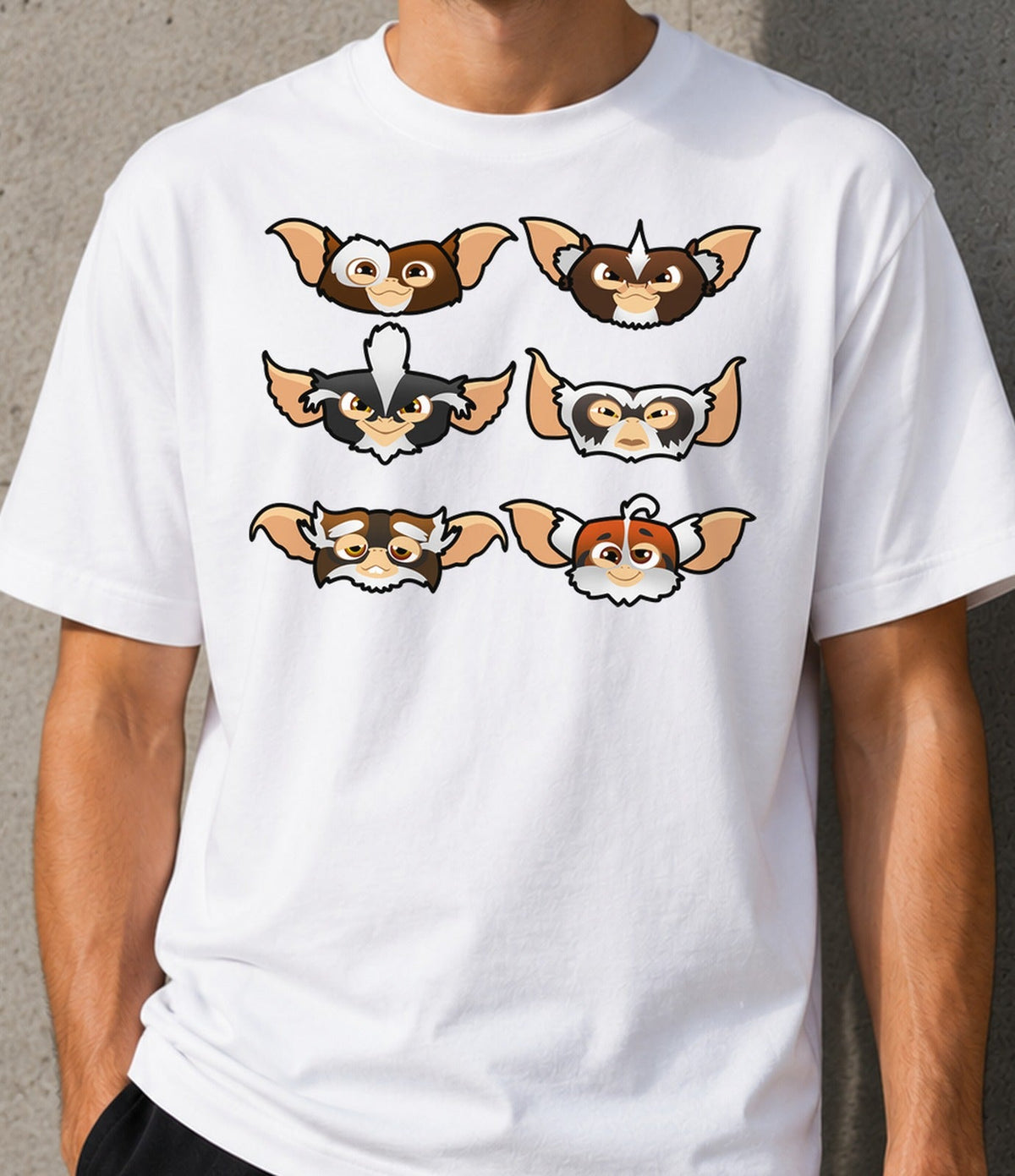Camiseta Mogwais – Criaturas Peludas de Cine de los 80 (blanca)
