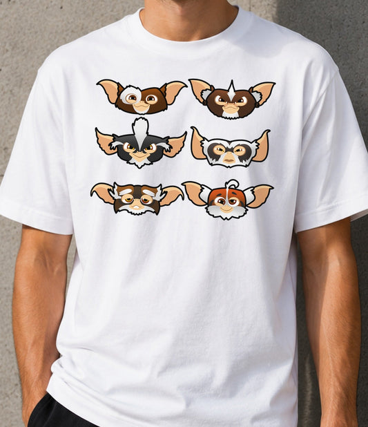 Camiseta Mogwais – Criaturas Peludas de Cine de los 80 (blanca)