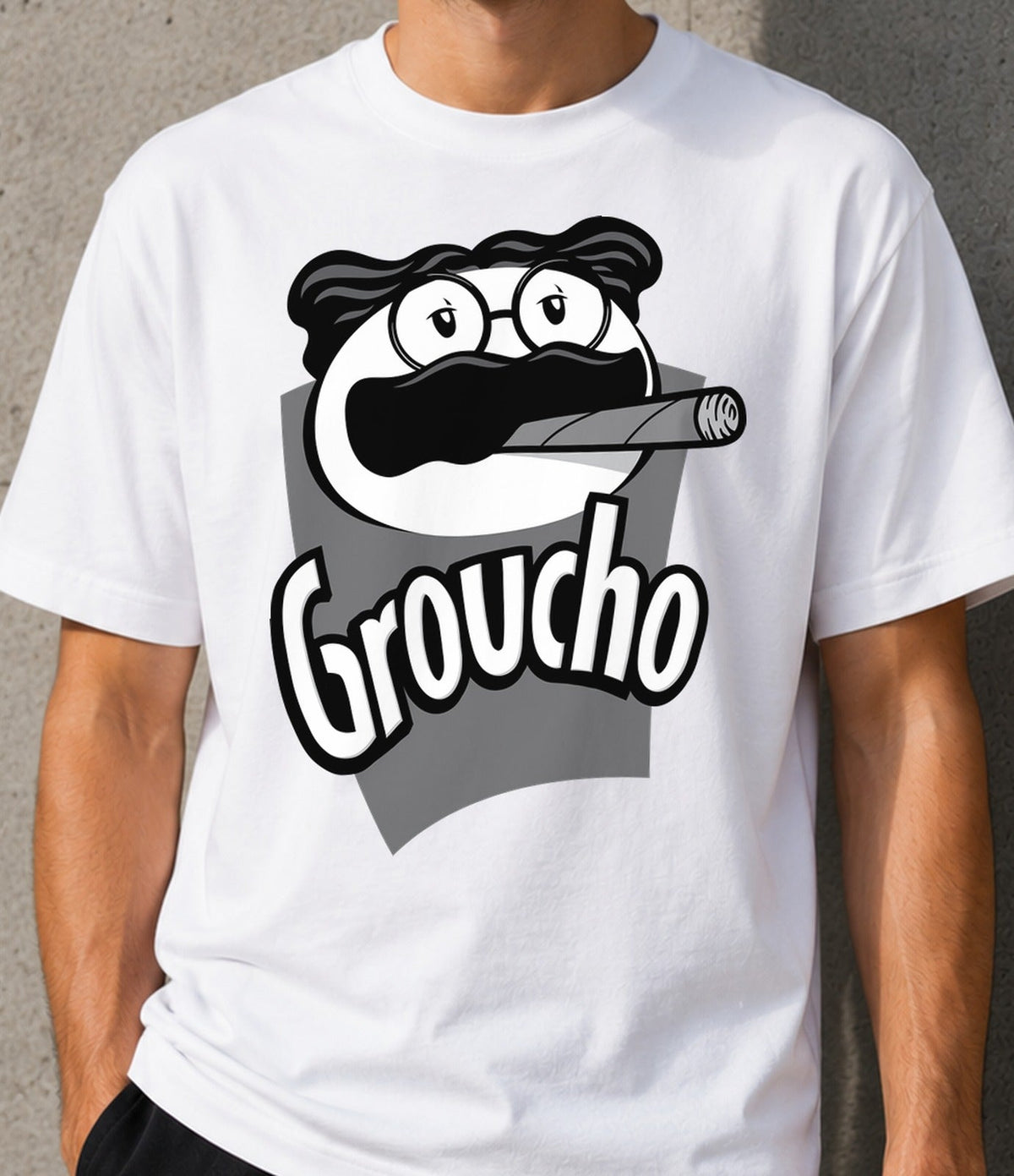 Camiseta Groucho – Comedia Clásica de Cine (blanca)