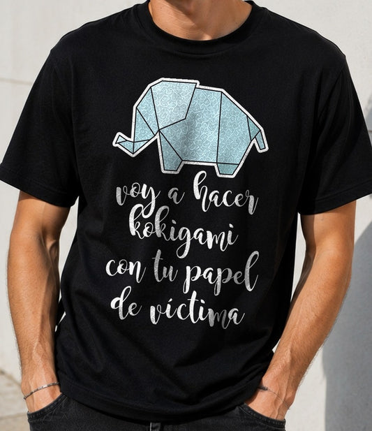 Camiseta Hacer Kokigami – Regalo con Humor Sarcástico (negra)