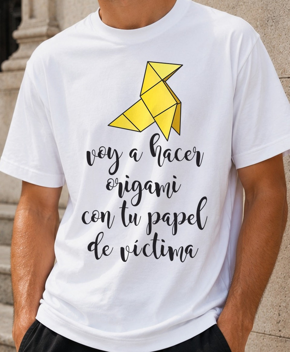 Camiseta Hacer Origami Pajarita – Regalo con Humor (blanca)