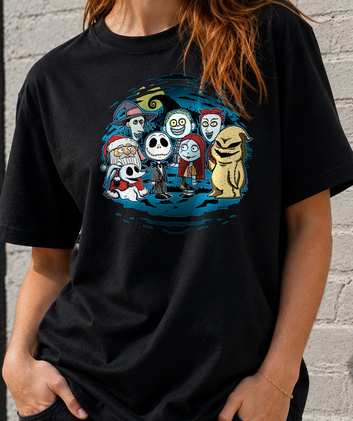 Camiseta Halloween Friends – Personajes de Halloween en Estilo Cartoon (negra)