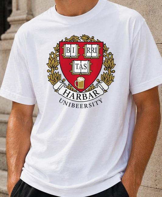 Camiseta Harbar Unibeersity – Regalo para cerveceros (blanca)