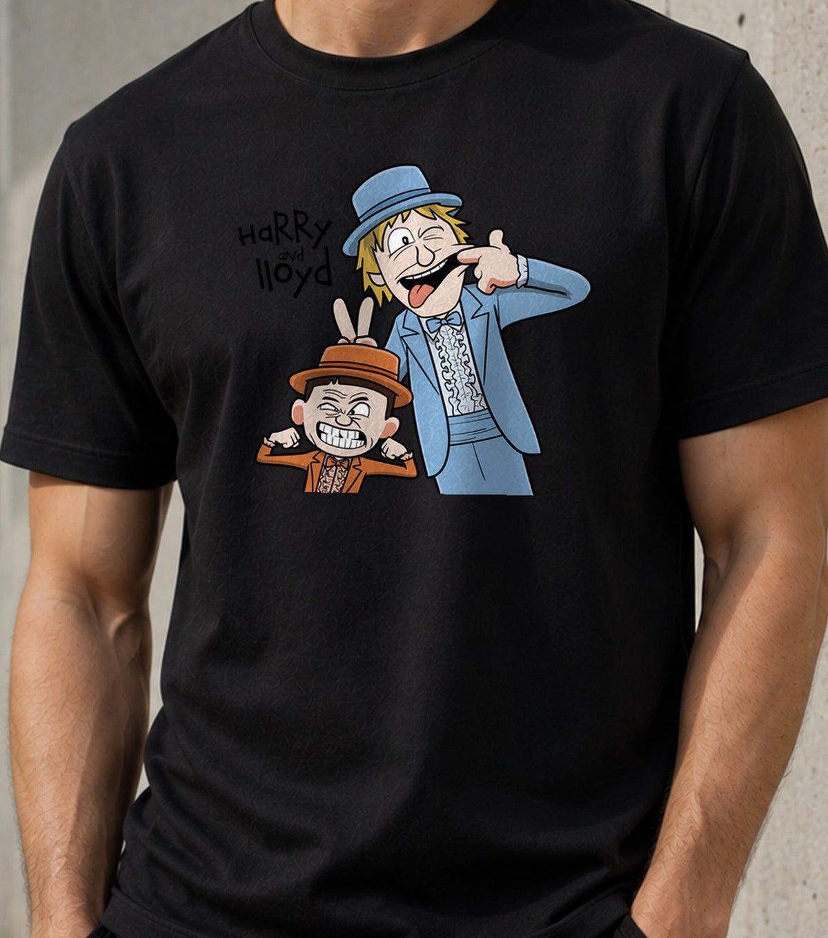 Camiseta Harry and Lloyd – Comedia de los 90 con Esmoquin (negra)