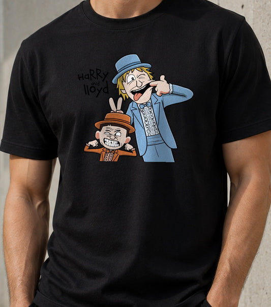 Camiseta Harry and Lloyd – Comedia de los 90 con Esmoquin (negra)