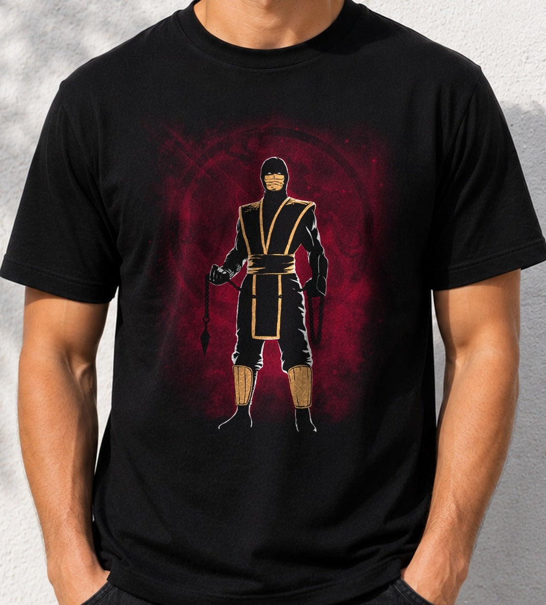 Camiseta Hellfire Ninja – Scorpion de Mortal Kombat (negra)