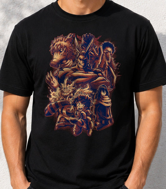 Camiseta Hero Age – Anime de Héroes y Villanos (negra)