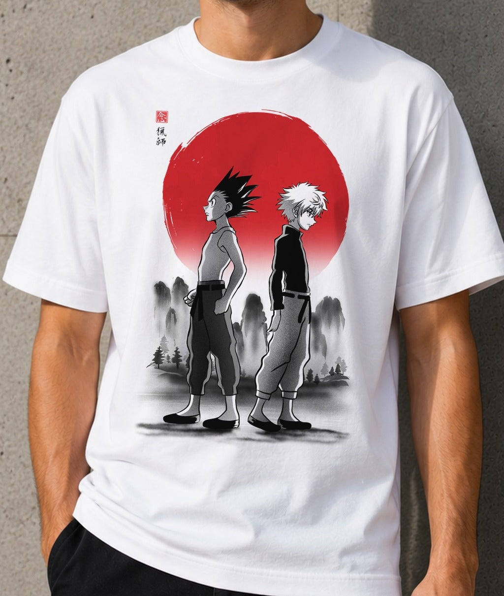 Camiseta Hunters – Gon y Killua de Hunter x Hunter (blanca)