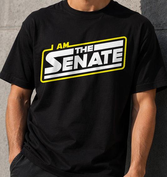 Camiseta I Am The Senate – Meme Político Espacial (negra)