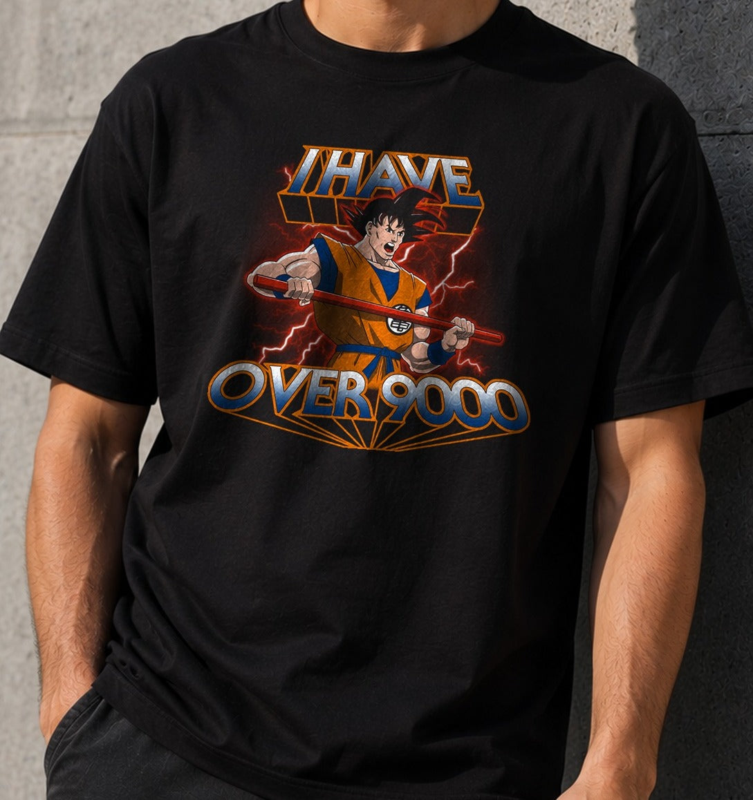 Camiseta I Have Over 9000 – Goku de Dragon Ball (negra)