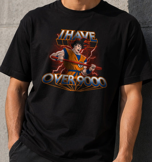 Camiseta I Have Over 9000 – Goku de Dragon Ball (negra)