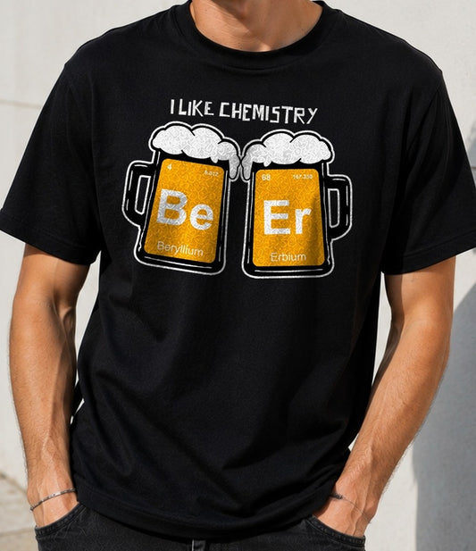 Camiseta I Like Chemistry – Regalo para amantes de la cerveza (negra)