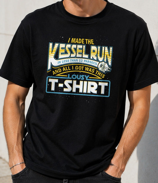 Camiseta I Made the Kessel Run – Piloto Espacial Fanfarrón (negra)