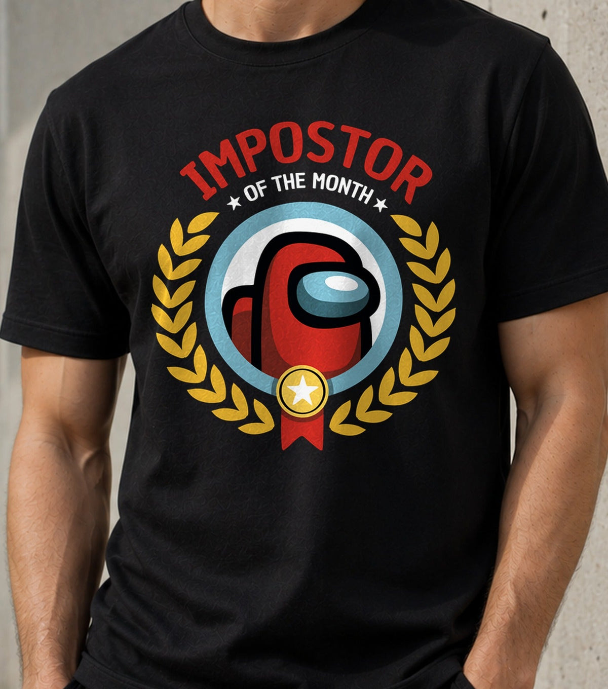 Camiseta Impostor of the Month – Videojuego de Tripulantes de Colores (negra)