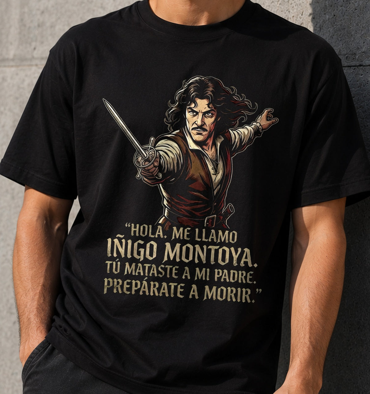 Camiseta Iñigo Montoya – Frase de Espadachín Ochentero (negra)