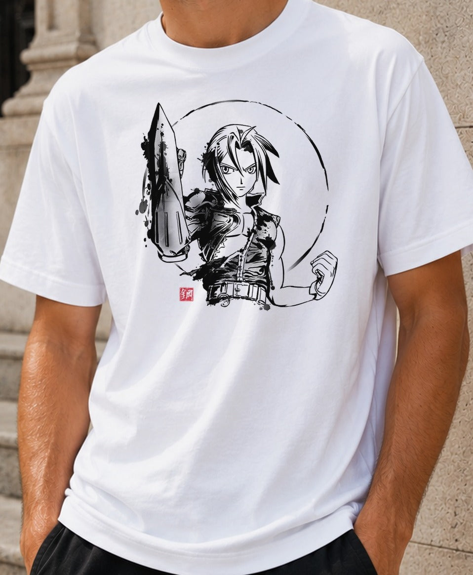 Camiseta Ink Metal Ed – Edward Elric de Fullmetal Alchemist (blanca)