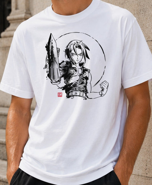 Camiseta Ink Metal Ed – Edward Elric de Fullmetal Alchemist (blanca)