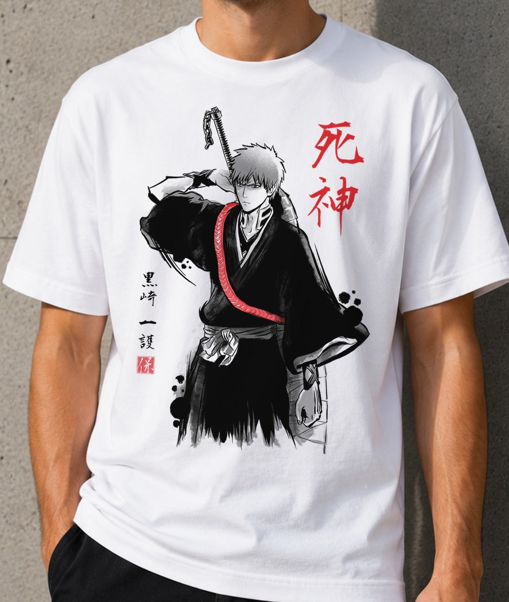 Camiseta Ink Soul Reaper – Ichigo de Bleach (blanca)
