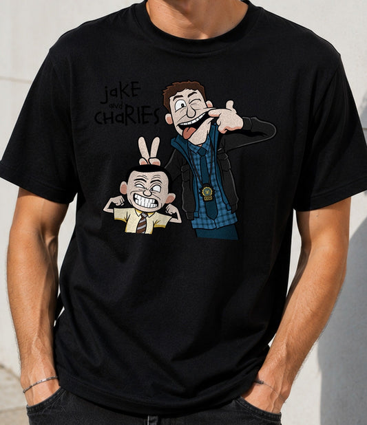 Camiseta Jake & Charles – Policías de Comedia en Dibujos Clásicos (negra)