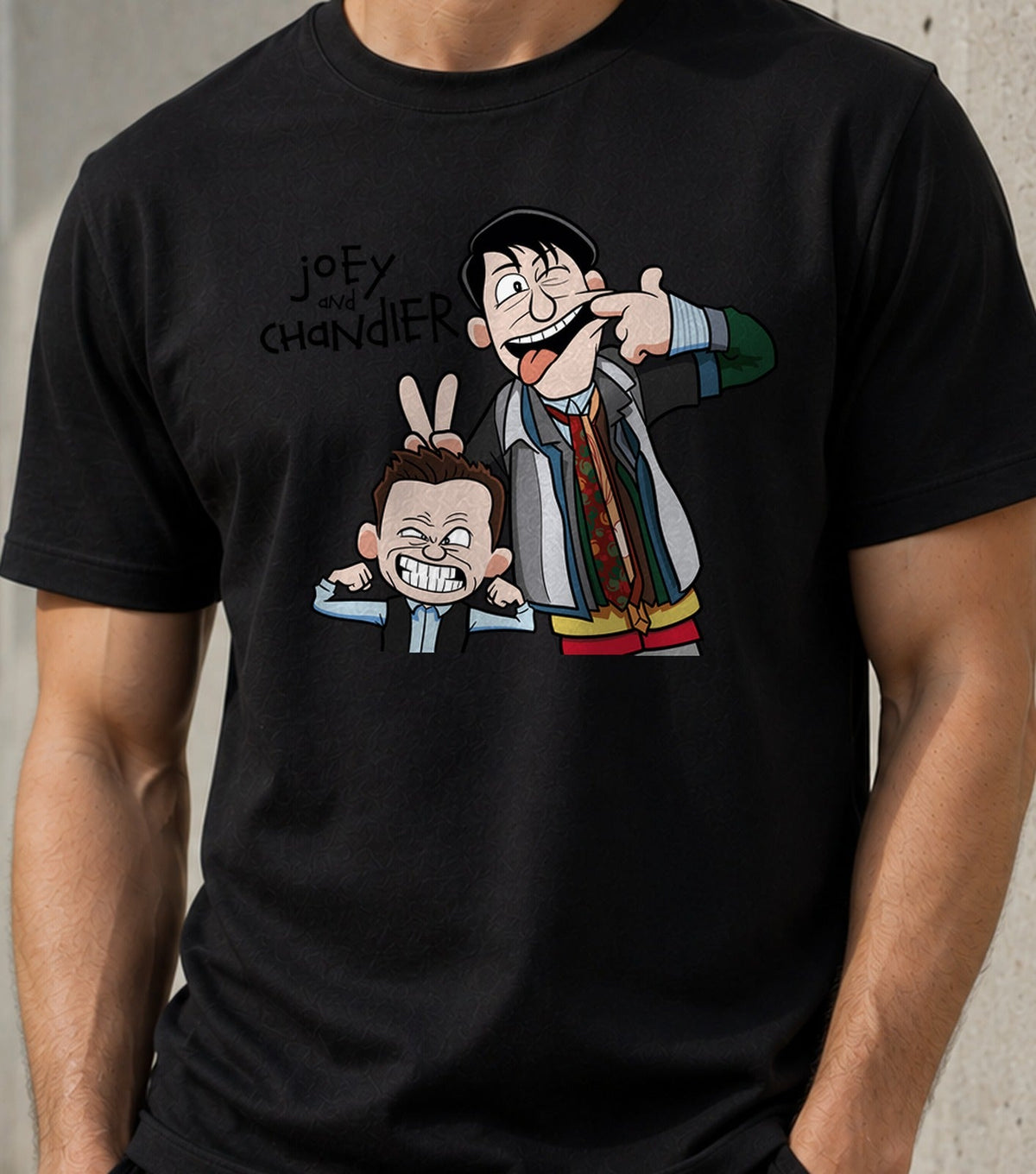 Camiseta Joey & Chandler – Amigos y Comedia de los 90 (negra)