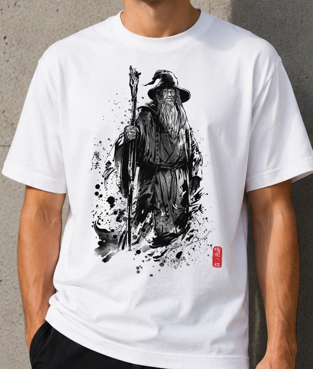 Camiseta Journey in the – Gandalf de El Señor de los Anillos (blanca)
