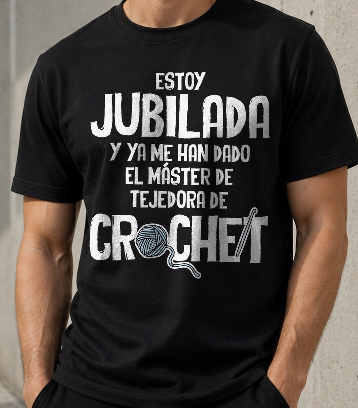 Camiseta Jubilada Master en Crochet – Regalo para jubilación (negra)