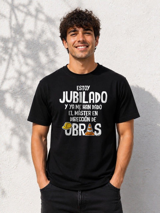 Camiseta Jubilado Master en Obras – Regalo de Jubilación (negra)