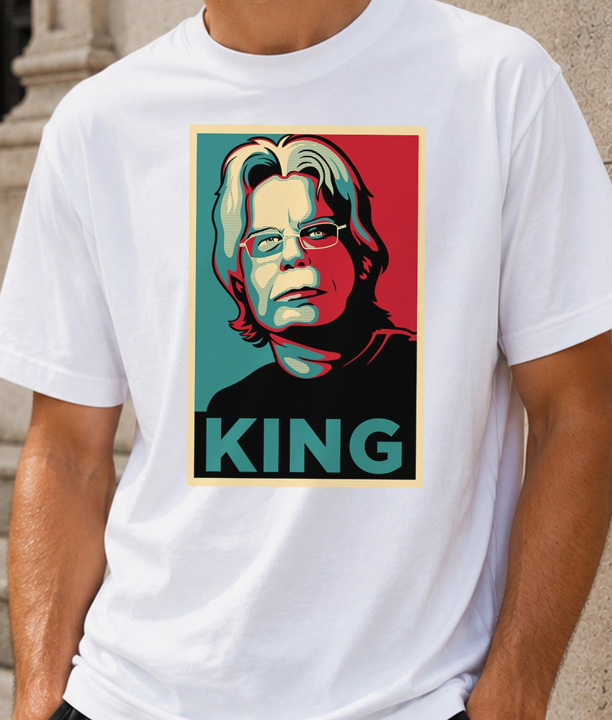 Camiseta KING – Terror y Literatura de Culto (blanca)