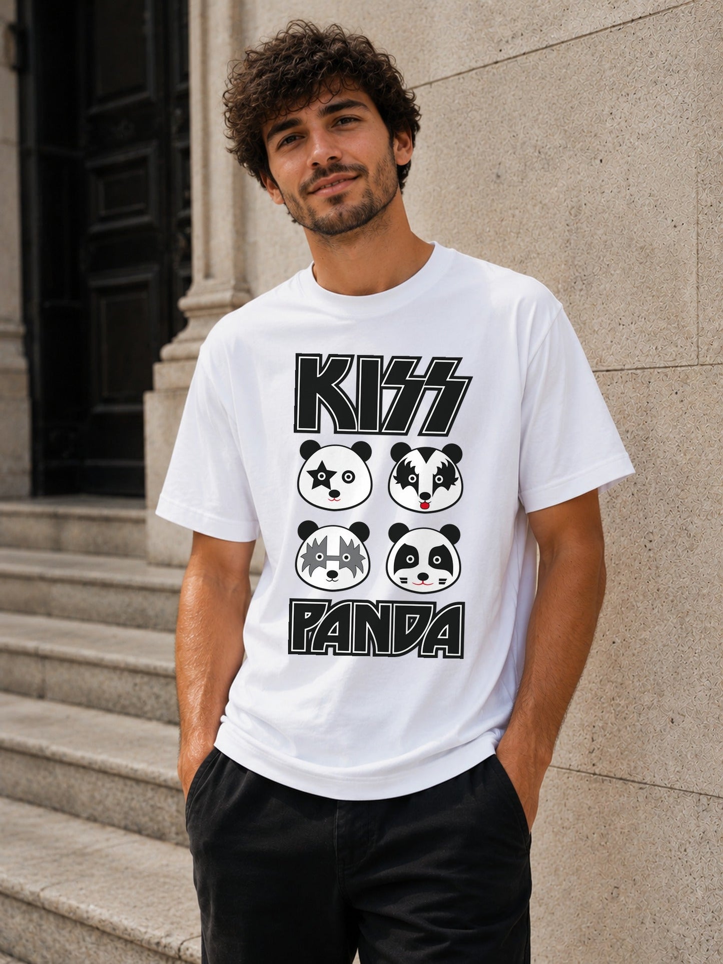 Camiseta con el diseño Kiss Panda – Parodia friki para fans del rock, de Paranoia Records