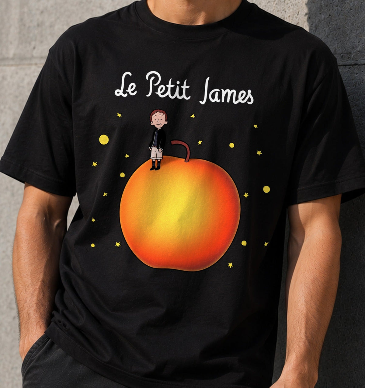 Camiseta Le Petit James – Parodia de Cuento Clásico (negra)